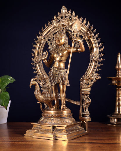Pure Brass Murugan swamy Kartikeya Idol 16.5 inch