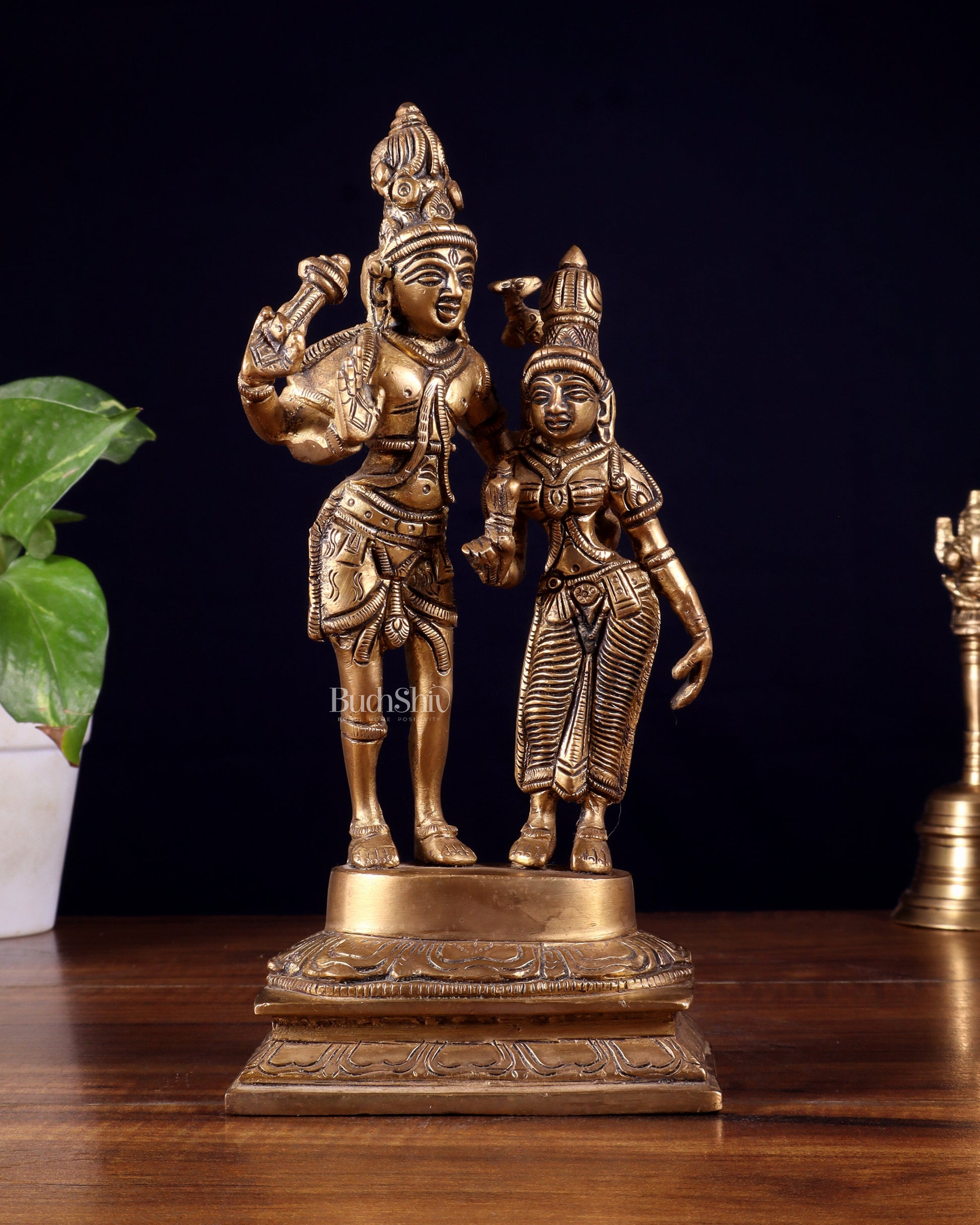 Pure Brass Superfine Shiv Parvati Idol - 9"