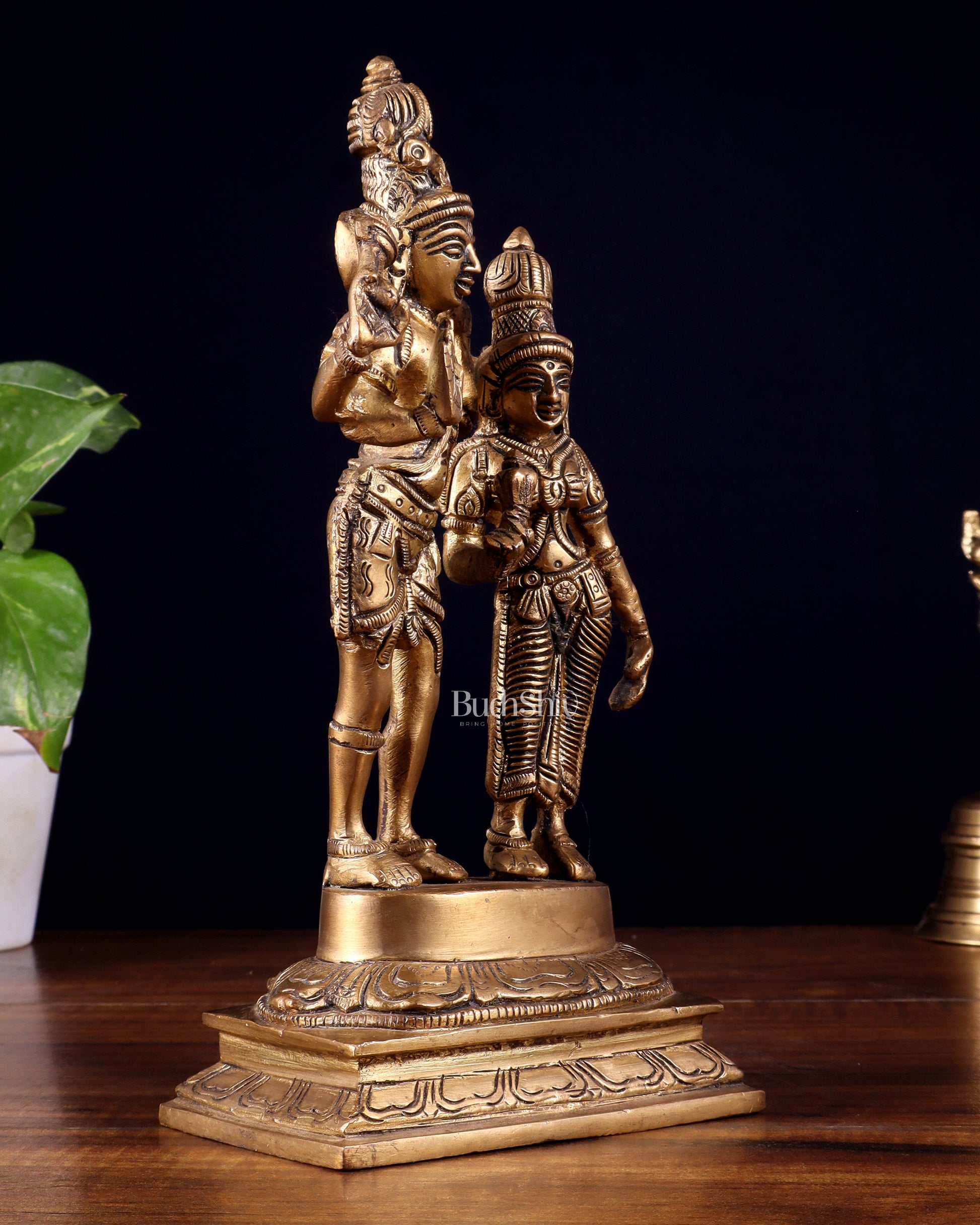 Pure Brass Superfine Shiv Parvati Idol - 9"
