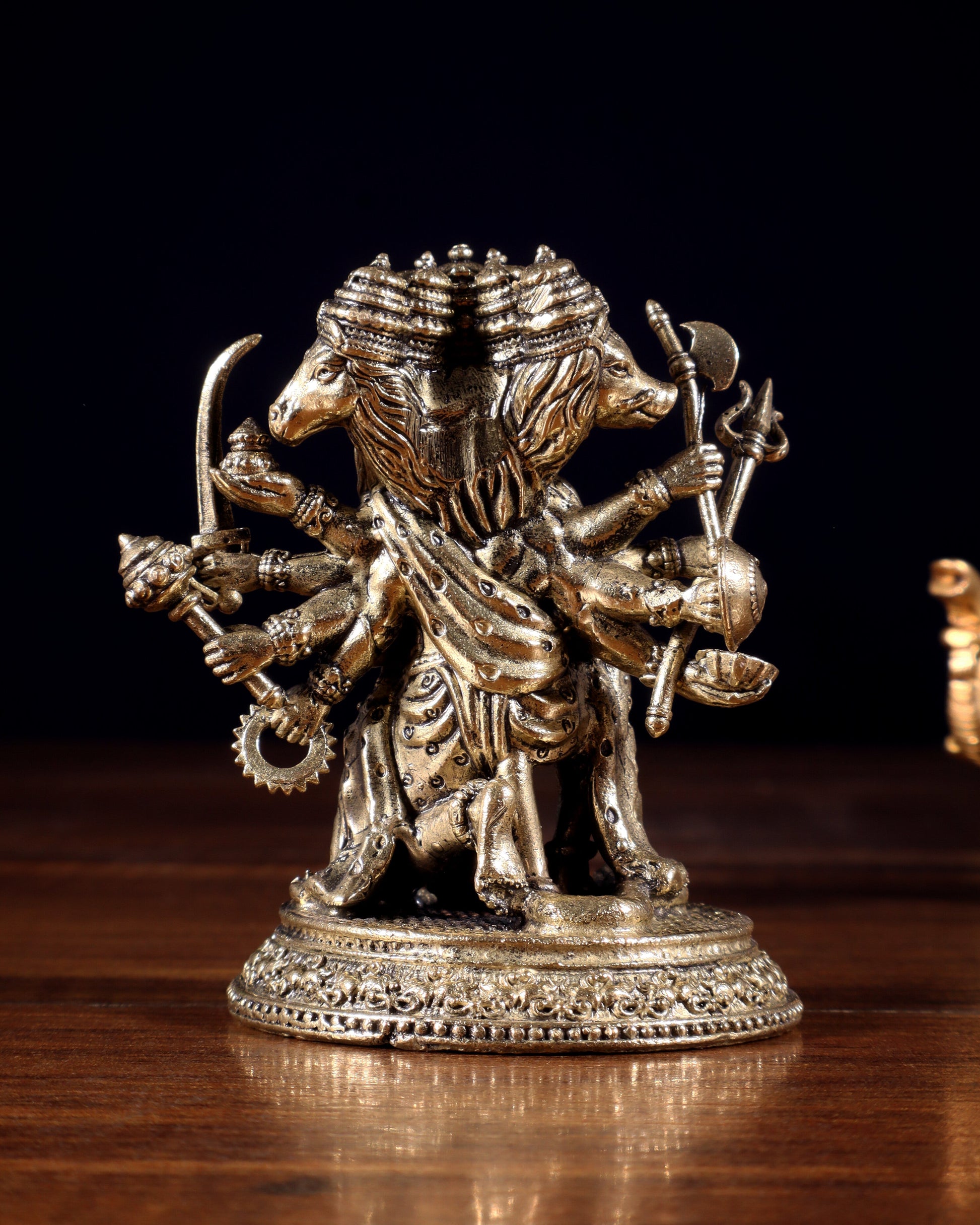 Pure Brass Superfine Panchmukhi Hanuman Idol - 3 inch