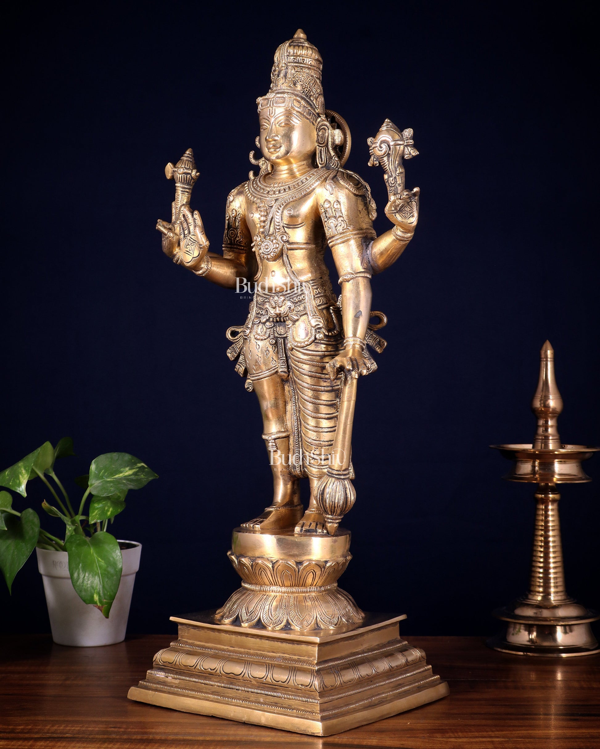 Brass Hari-Hara, Half Vishnu Half Shiva (Shankaranarayana) Statue | 21 inch