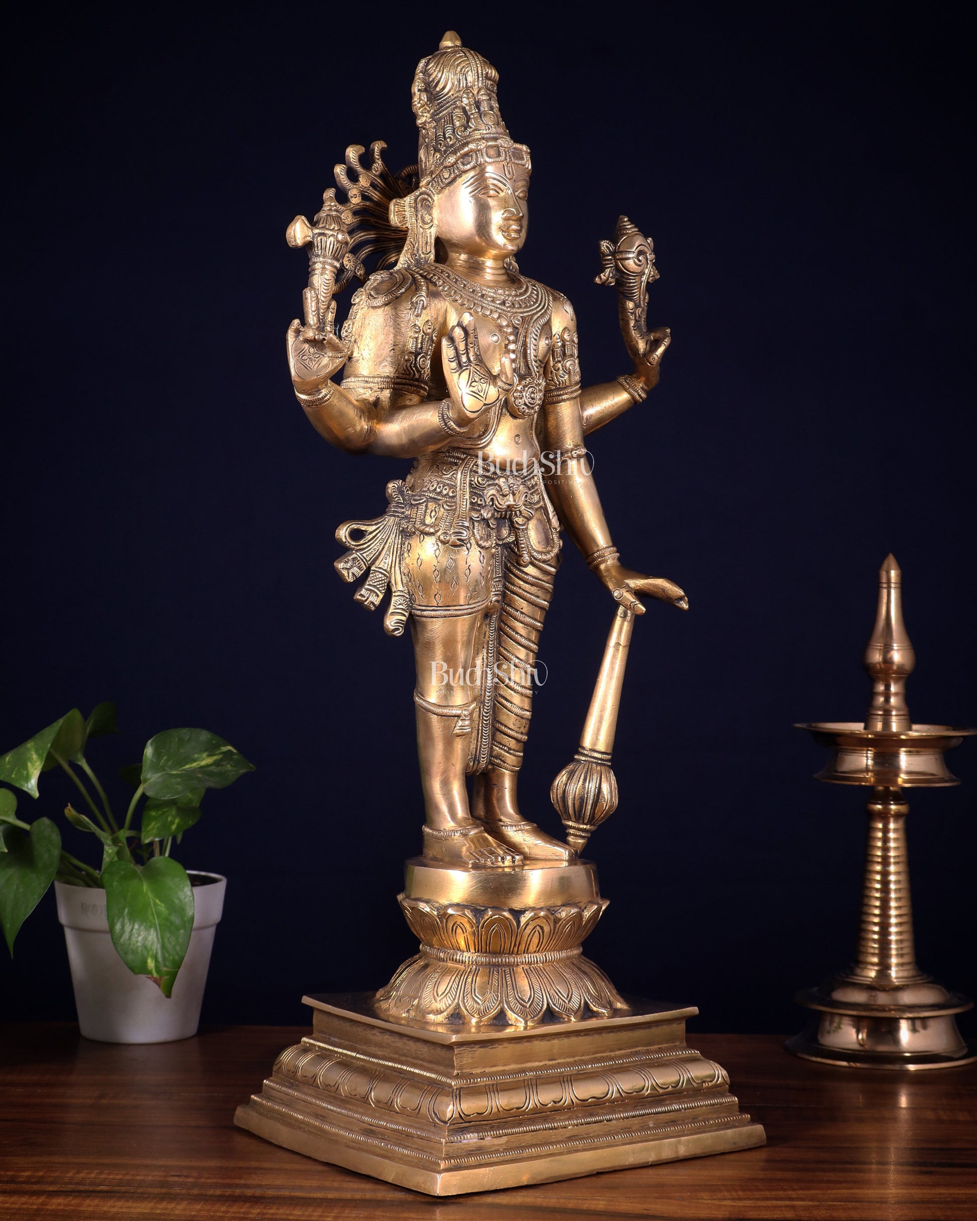 Brass Hari-Hara, Half Vishnu Half Shiva (Shankaranarayana) Statue | 21 inch