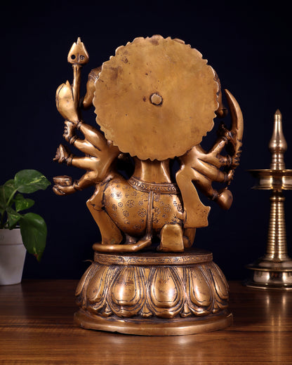 Brass Panchmukhi Hanuman 13" antique tone