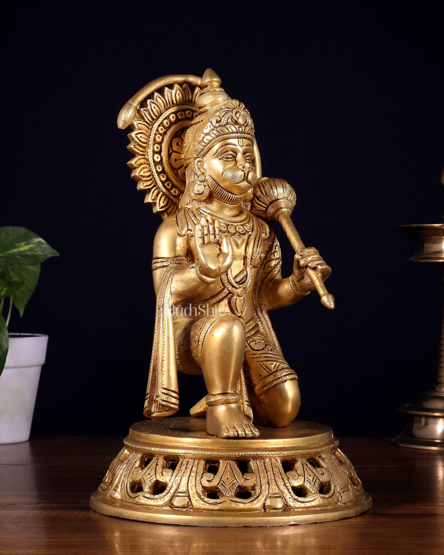 Brass Hanuman Aashirwad Mudra Statue - 11 inch