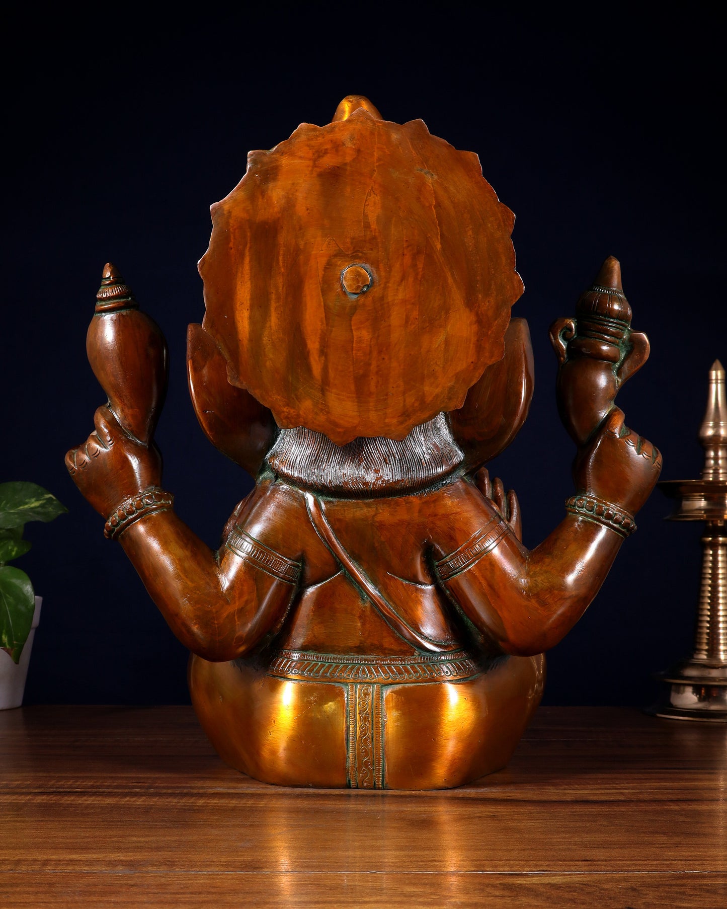 Pure Brass Large Crowned Ganesha Statue 15 inch