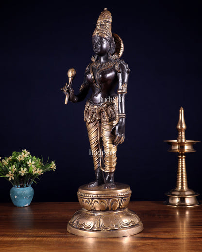 Beautiful Bhoga Shakti Pure Brass Uma Parvati Standing Statue – Black Edition 20 inch