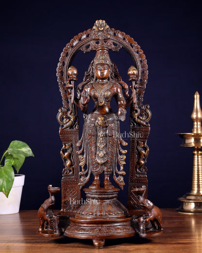 Pure Brass Goddess gaja Lakshmi Statue with Elephants 16"