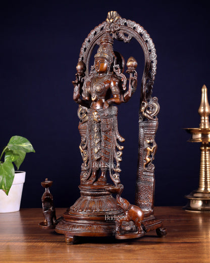 Pure Brass Goddess gaja Lakshmi Statue with Elephants 16"
