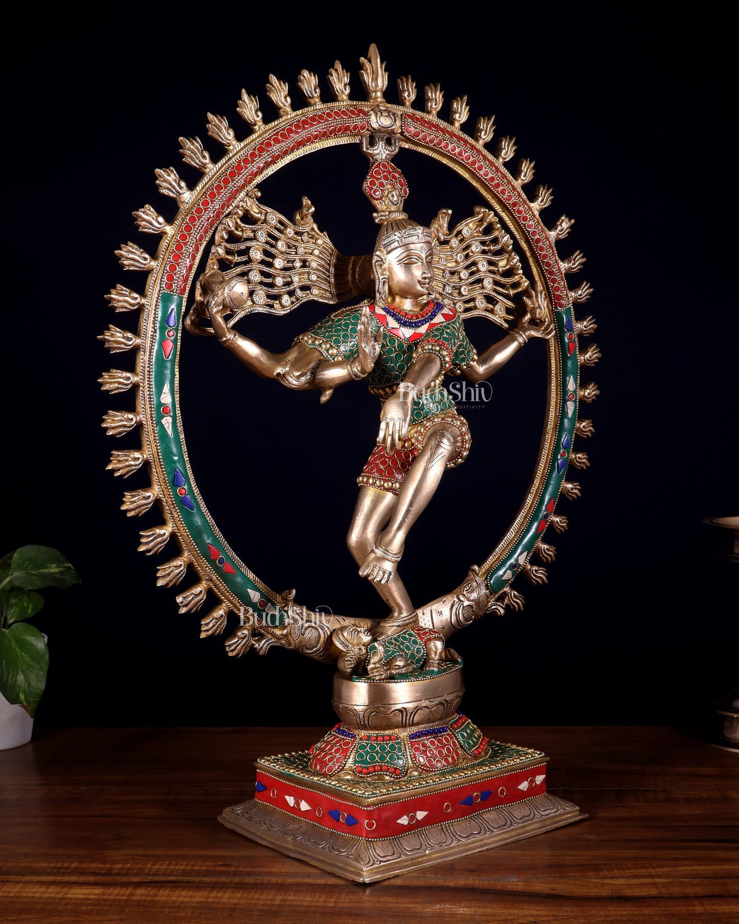 Exquisite Brass Nataraja Statue with Brass Ring - Handcrafted Masterpiece 21"