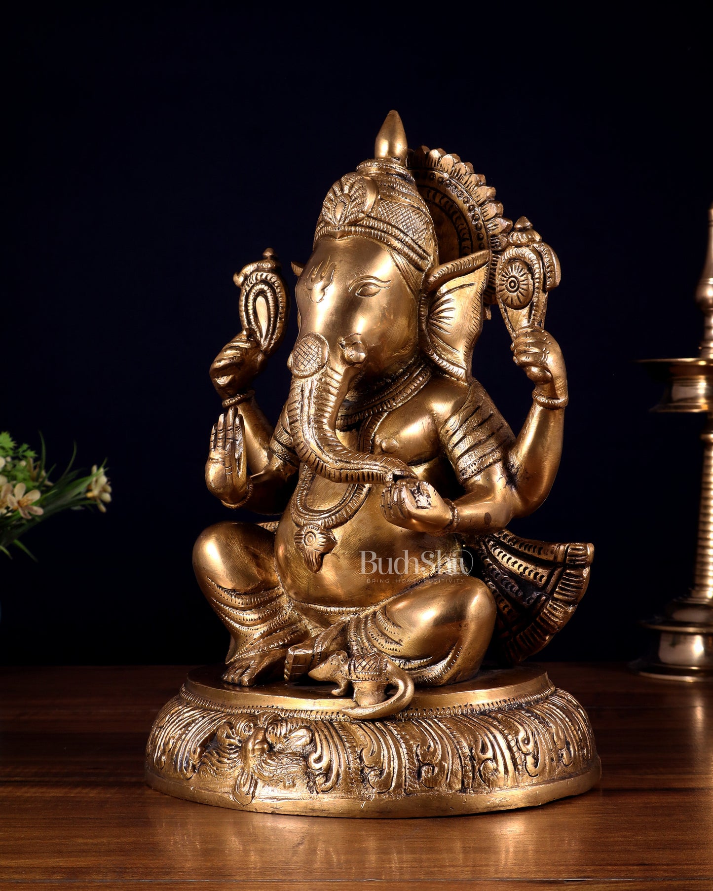 Unique Brass Lord Ganesha Statue - 11.5 Inch