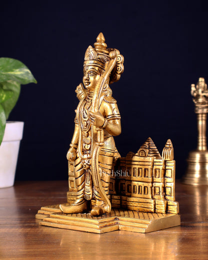 Brass standing Lord Ram idol 8"
