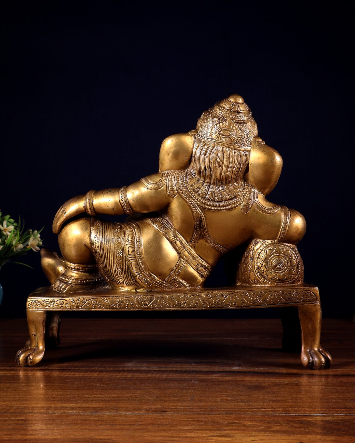 Brass Resting Ganesha Statue Idol - 12 Inch