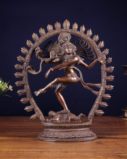 Vintage Brass Nataraja statue with Oval Ring | 12 Inch Height | 3.2 KG