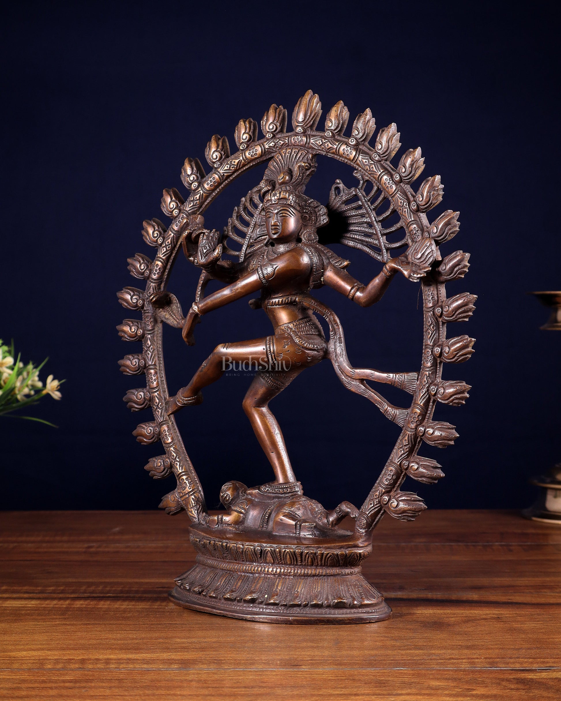 Vintage Brass Nataraja statue with Oval Ring | 12 Inch Height | 3.2 KG