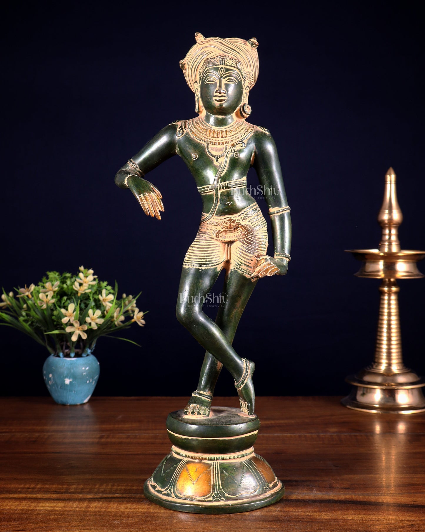 Pure Brass vrishava vahan Shiva Statue green patina  15 inch