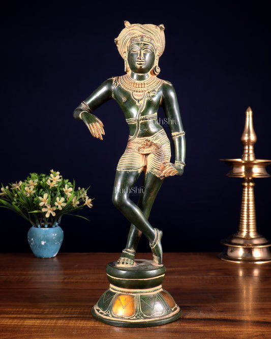 Pure Brass vrishava vahan Shiva Statue green patina  15 inch