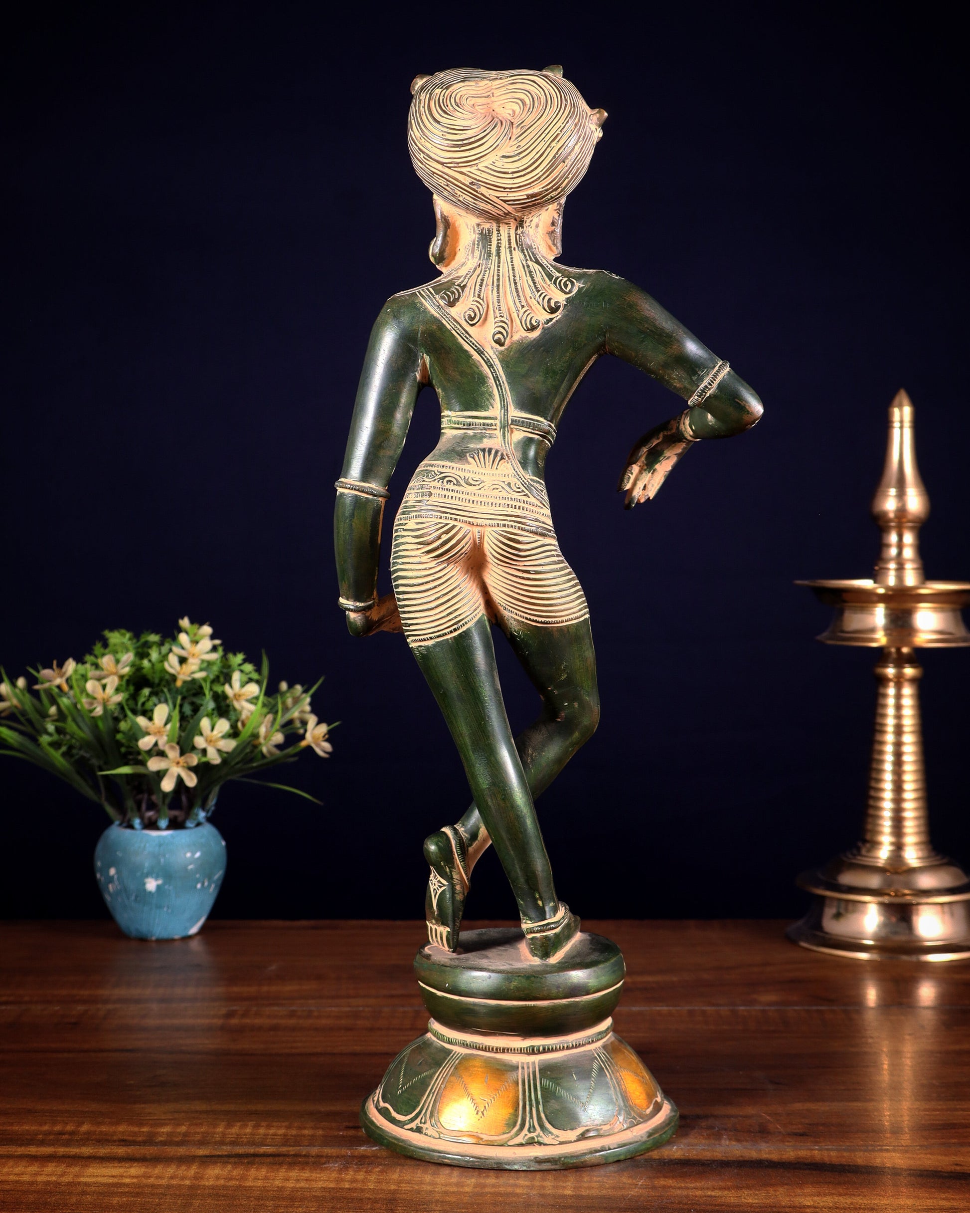 Pure Brass vrishava vahan Shiva Statue green patina  15 inch