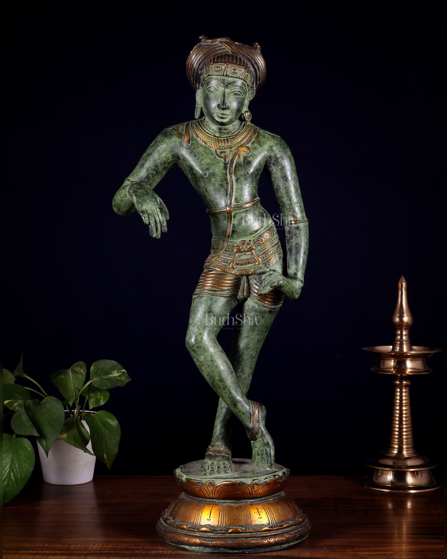 Pure Brass Shiva as Vrishabhavahana Statue 22.5" Green patina tone