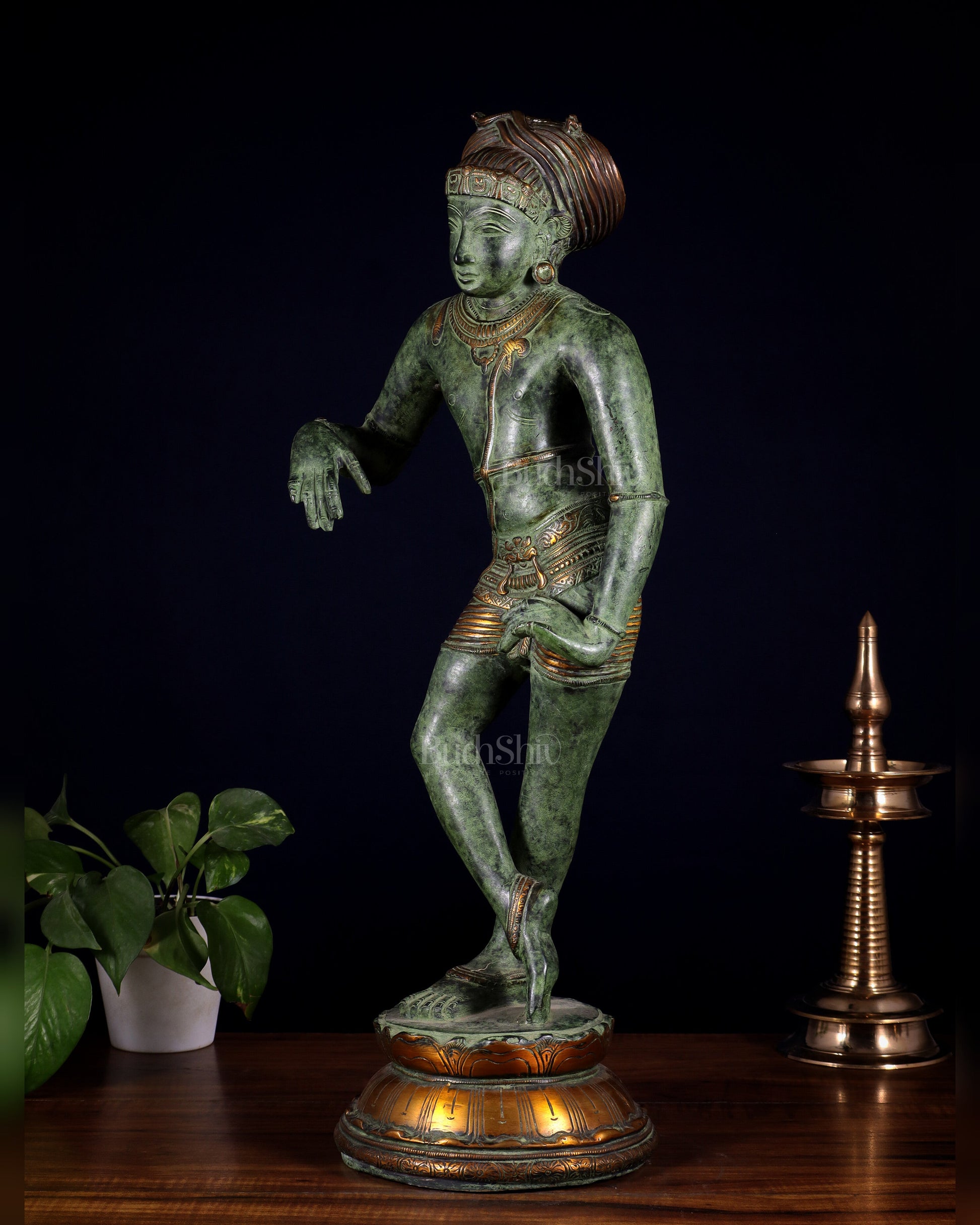 Pure Brass Shiva as Vrishabhavahana Statue 22.5" Green patina tone