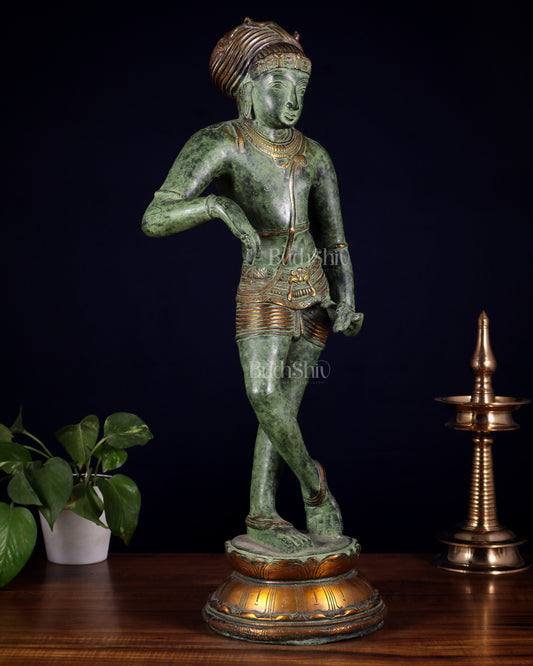 Pure Brass Shiva as Vrishabhavahana Statue 22.5" Green patina tone