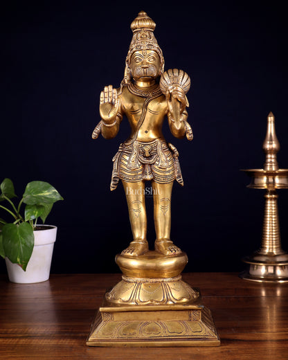 Superfine Brass Standing Lord Hanuman Idol | 16.5 inch