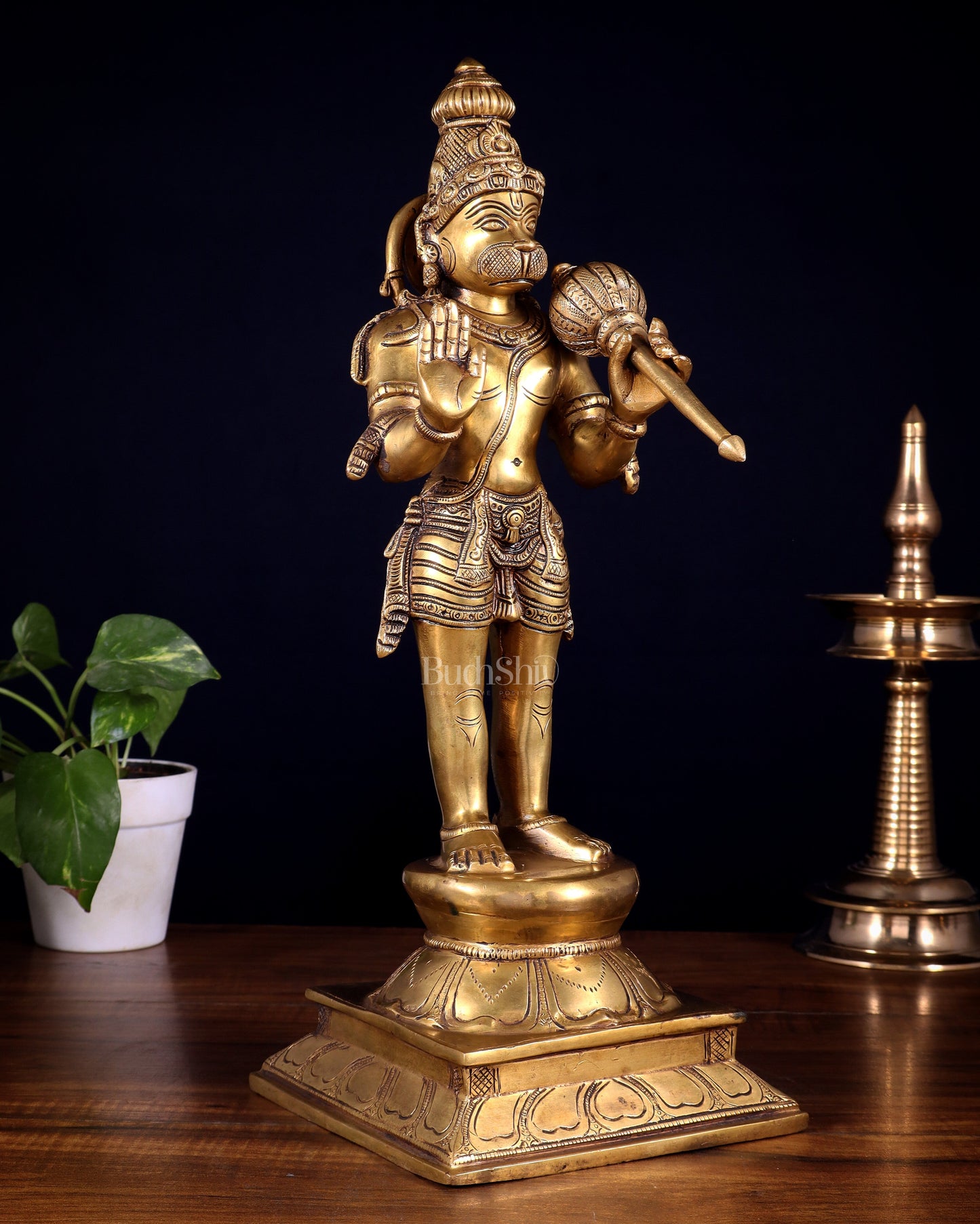 Superfine Brass Standing Lord Hanuman Idol | 16.5 inch