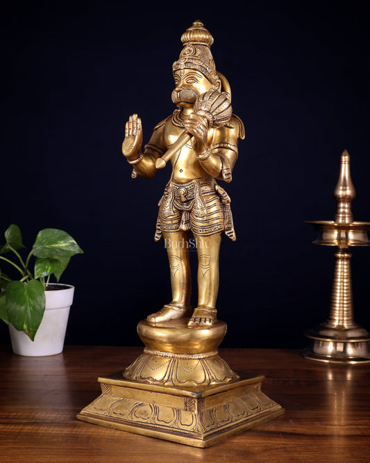 Superfine Brass Standing Lord Hanuman Idol | 16.5 inch