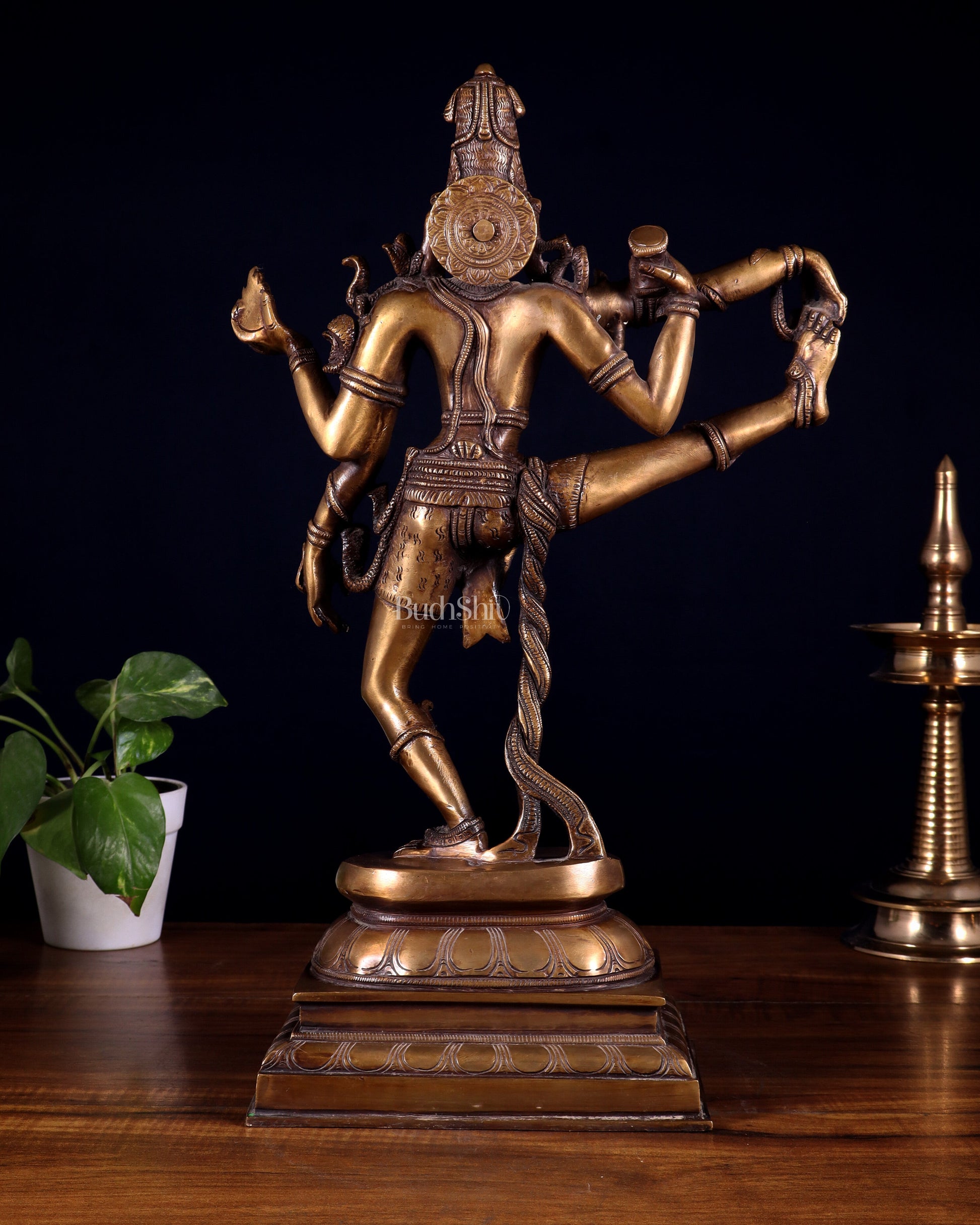 Divine 18-Inch Brass dancing shiva with right leg raised