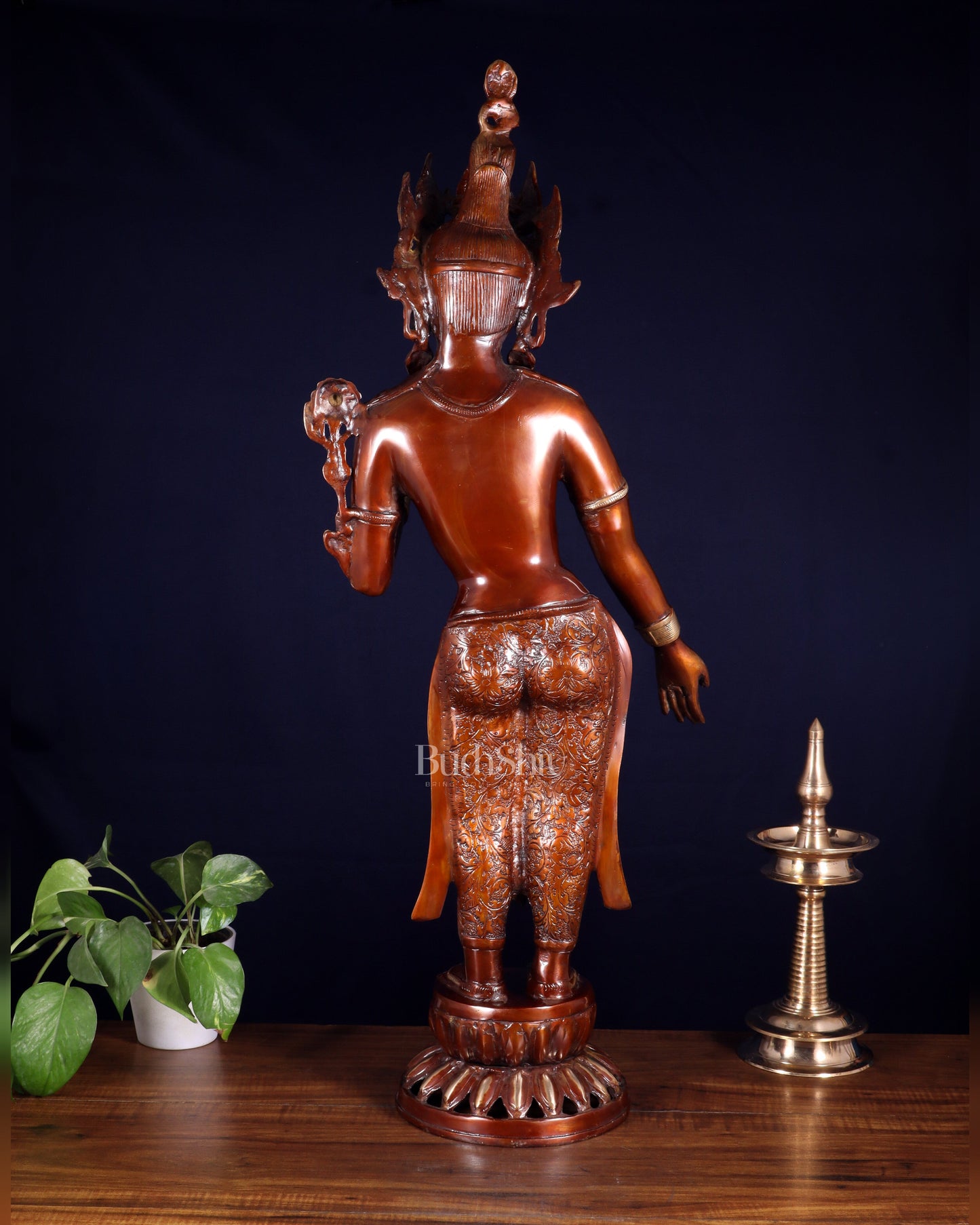 Pure Brass Standing Tara Idol – Dual Tone Copper & Golden Finish 30 inch