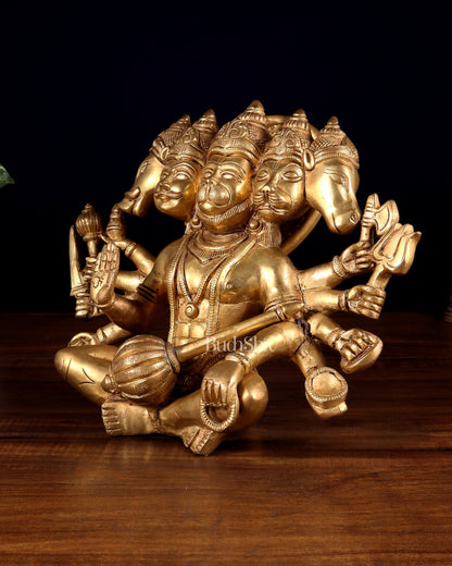 Superfine Brass Panchmukhi Hanuman with Crossed Legs 9.5"