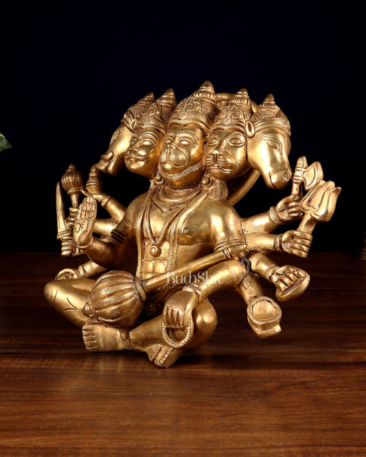 Superfine Brass Panchmukhi Hanuman with Crossed Legs 9.5"