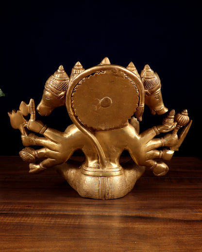 Superfine Brass Panchmukhi Hanuman with Crossed Legs 9.5"
