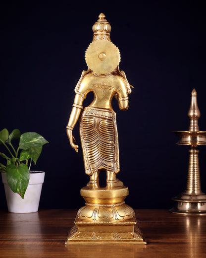 Pure Brass Goddess Meenakshi Statue – 15 Inch | Handcrafted Idol