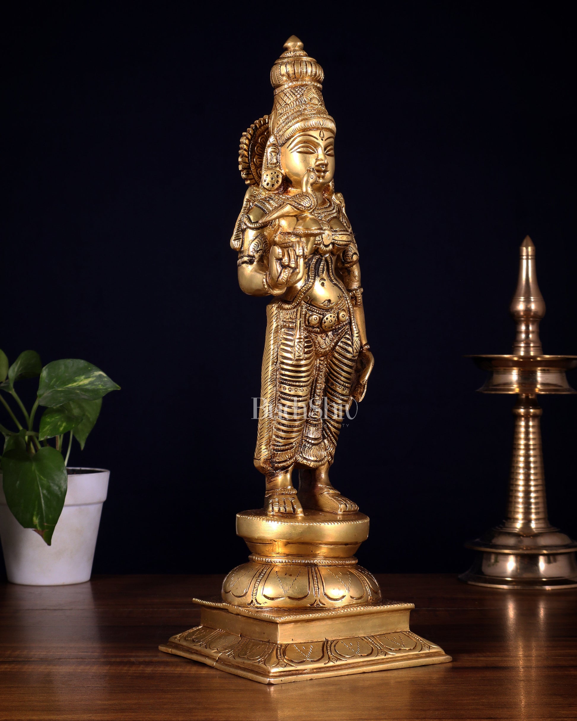 Pure Brass Goddess Meenakshi Statue – 15 Inch | Handcrafted Idol