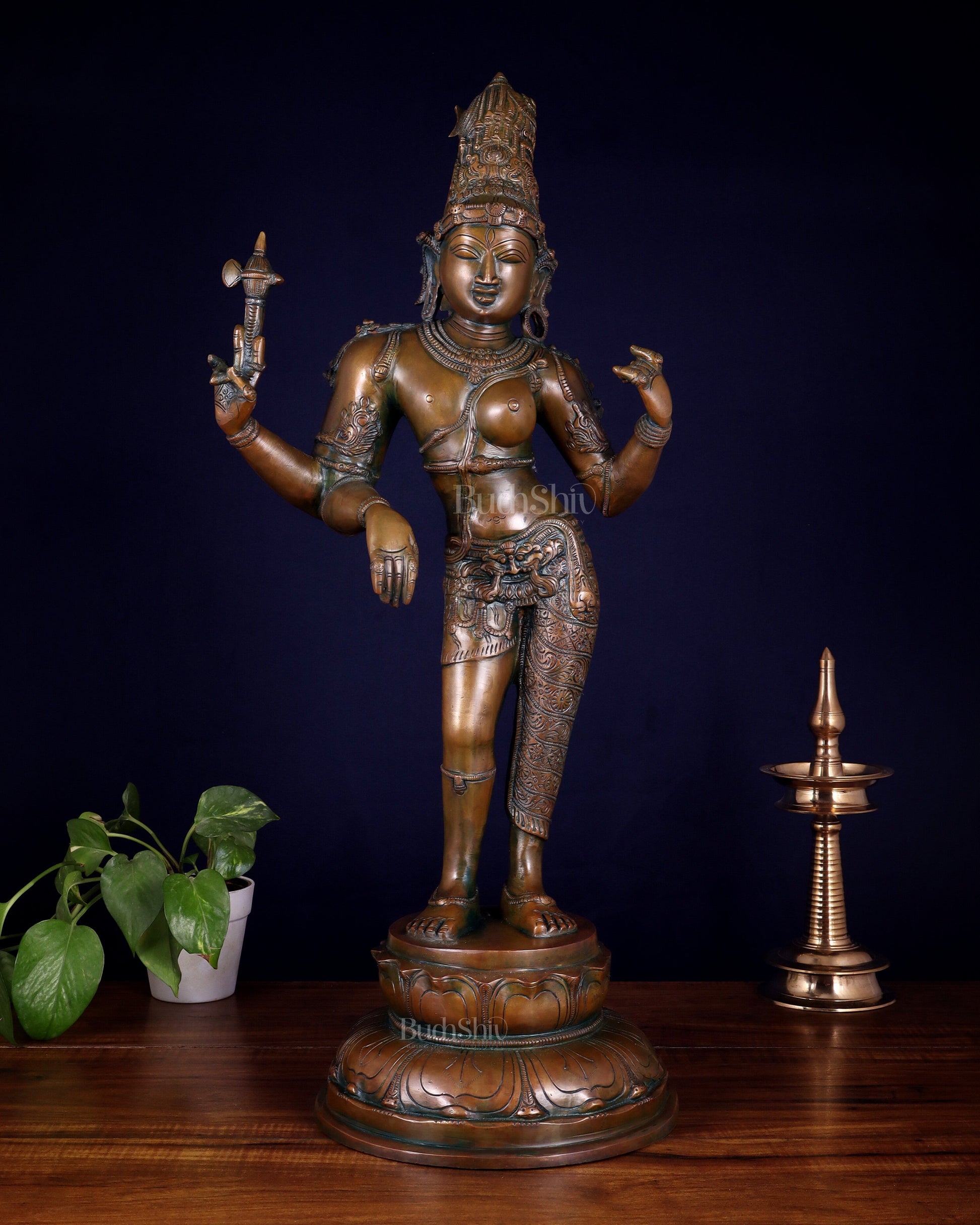 Brass Ardhanarishwara Statue – 27” chola bronze tone