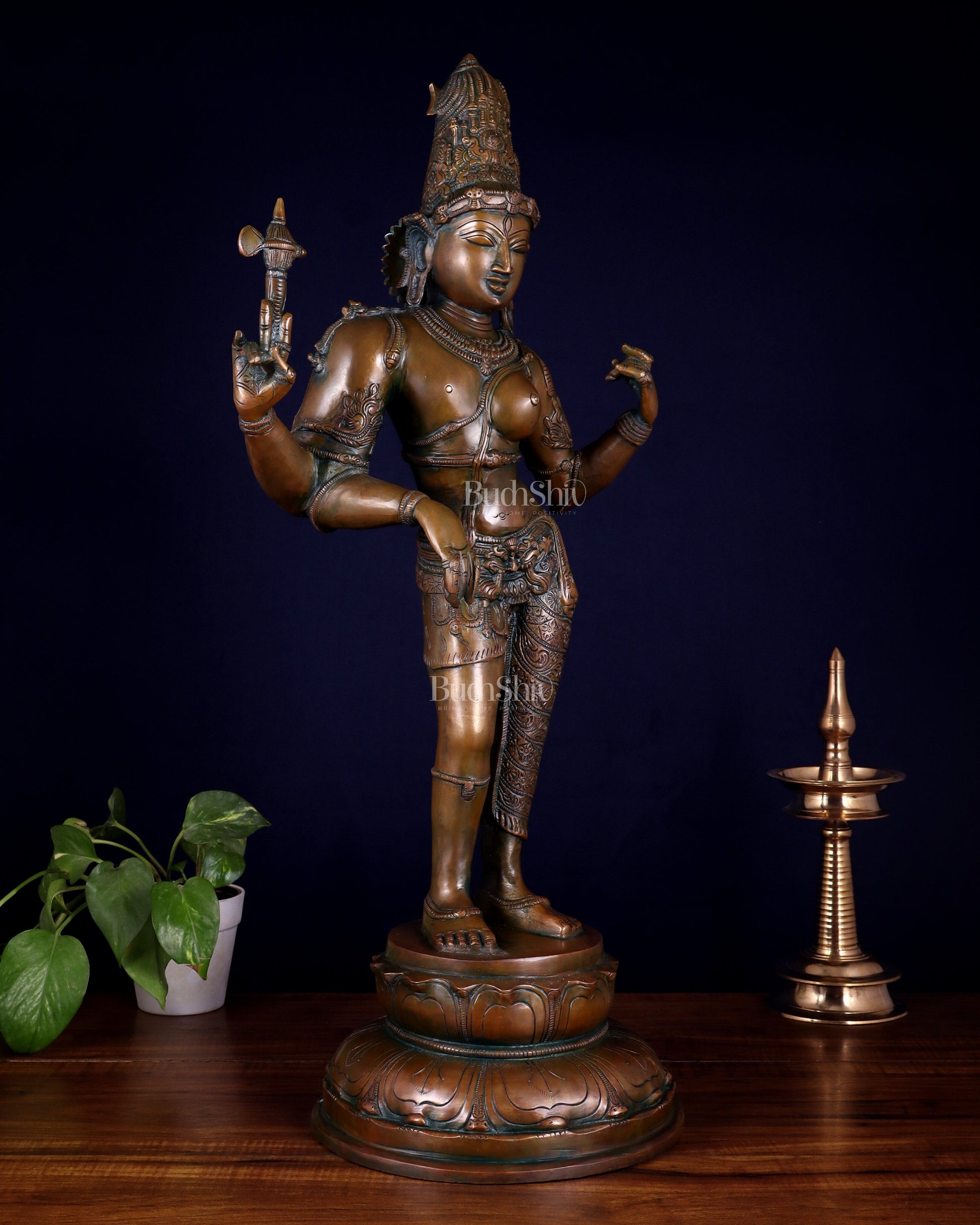 Brass Ardhanarishwara Statue – 27” chola bronze tone