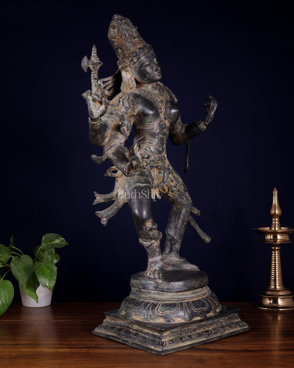 Ardhanarishvara Brass Statue  midnight Antique Finish - 24"
