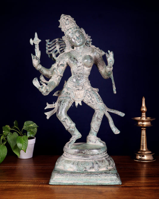 Ardhanarishvara Brass Statue Stone Finish - 24"