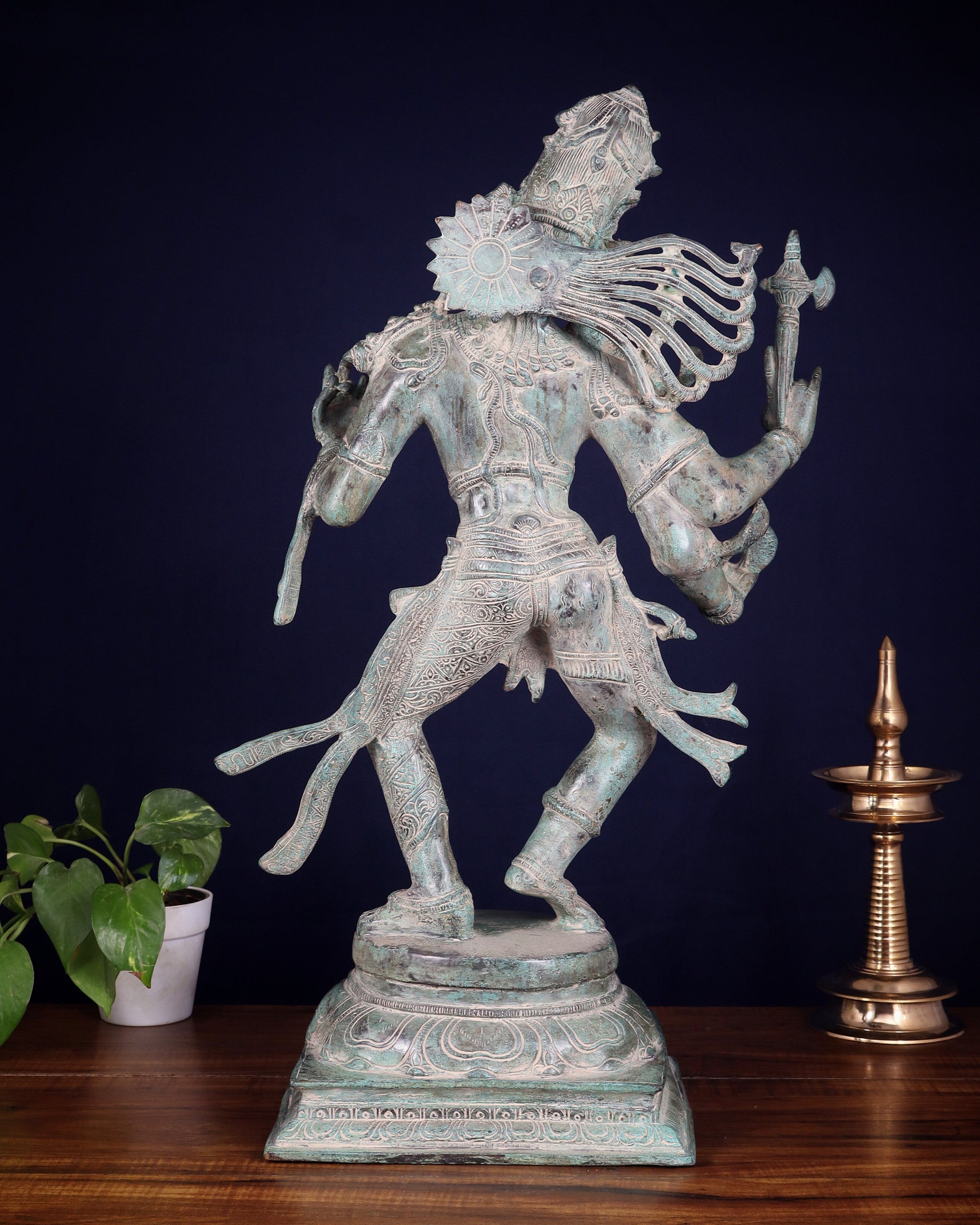 Ardhanarishvara Brass Statue Stone Finish - 24"