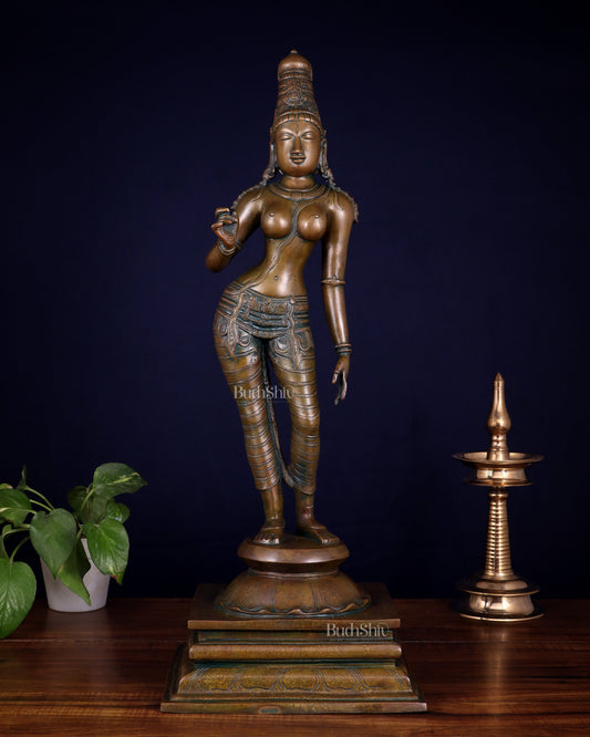 Brass Bhoga Shakti Goddess Uma Parvati (Sivagami) Statue – 23.6”