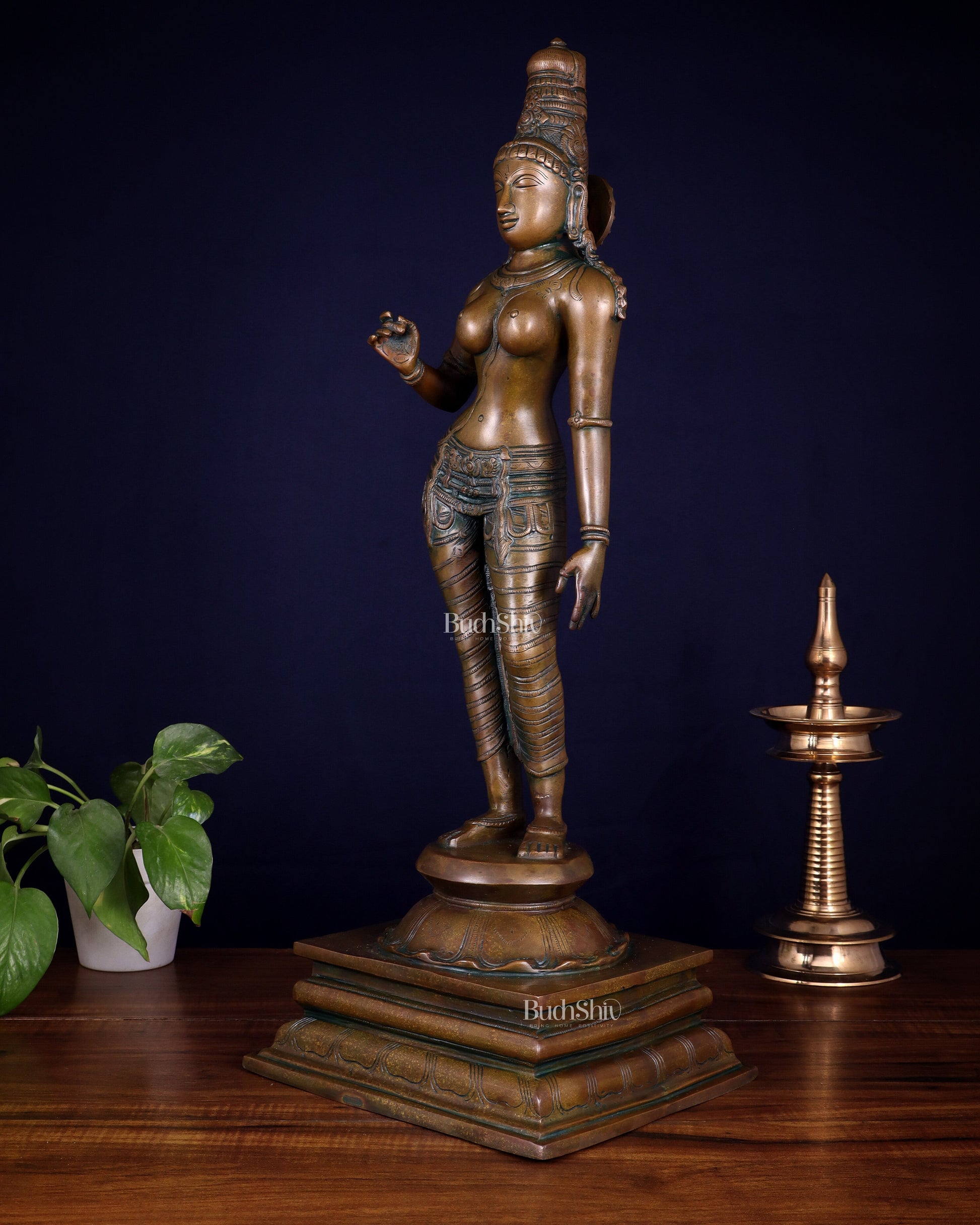 Brass Bhoga Shakti Goddess Uma Parvati (Sivagami) Statue – 23.6”