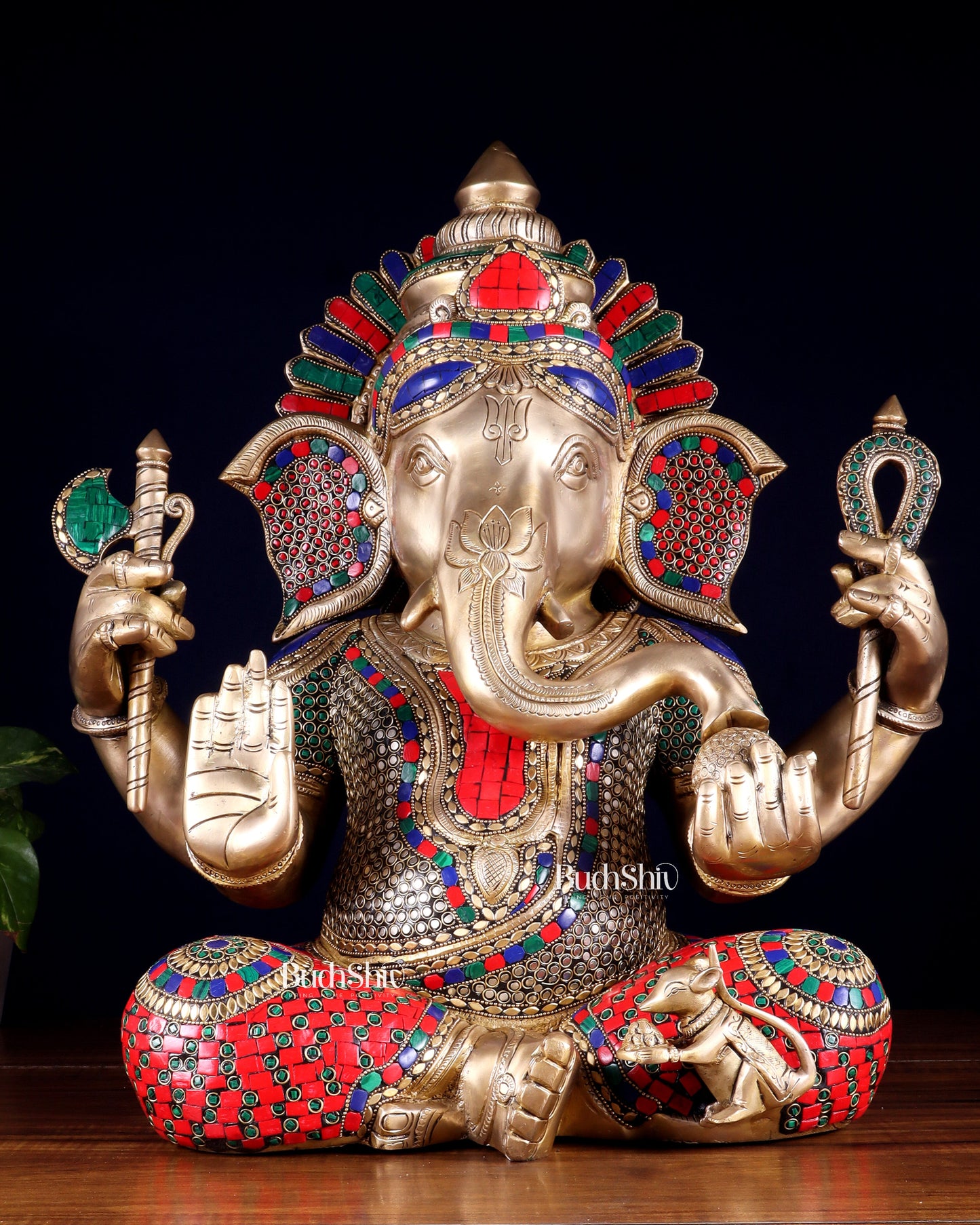 Brass large Ganesha Statue multicolour | 20x16.5x11 Inches | 33 KG