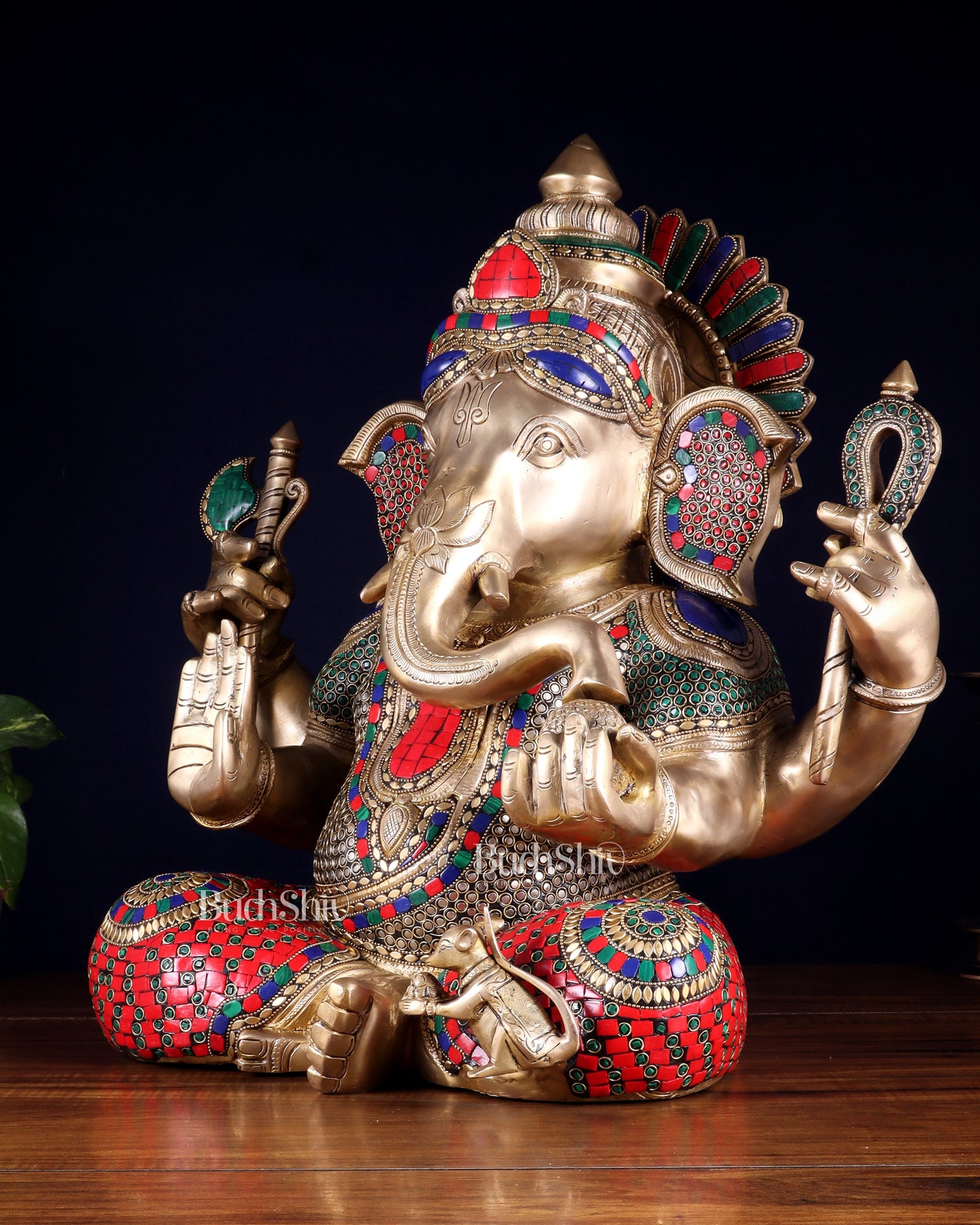 Brass large Ganesha Statue multicolour | 20x16.5x11 Inches | 33 KG