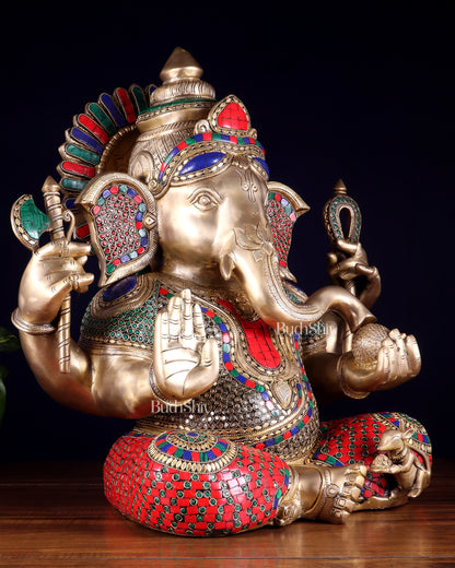 Brass large Ganesha Statue multicolour | 20x16.5x11 Inches | 33 KG
