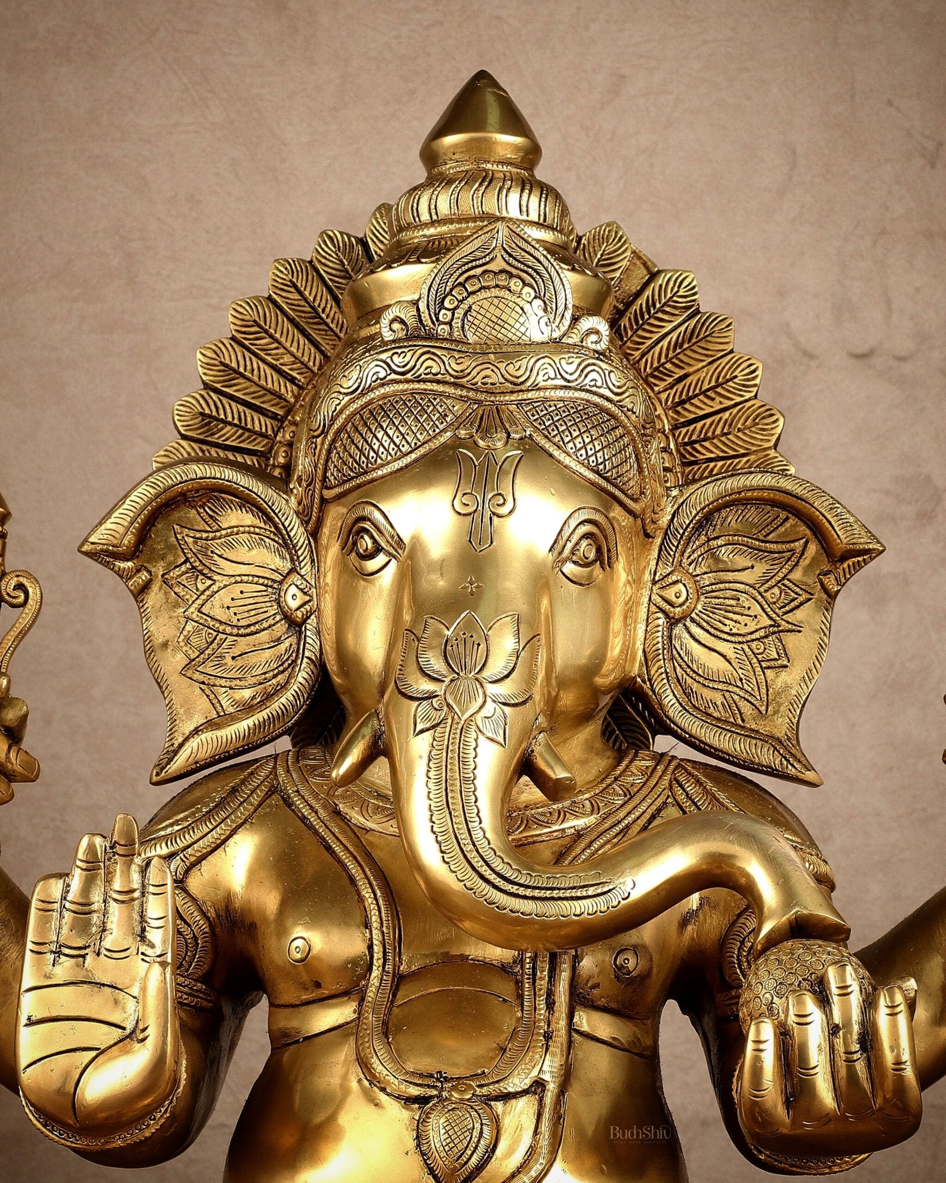Brass Large Ganesha Statue | 20x16.5x11 Inches | 31.25 KG