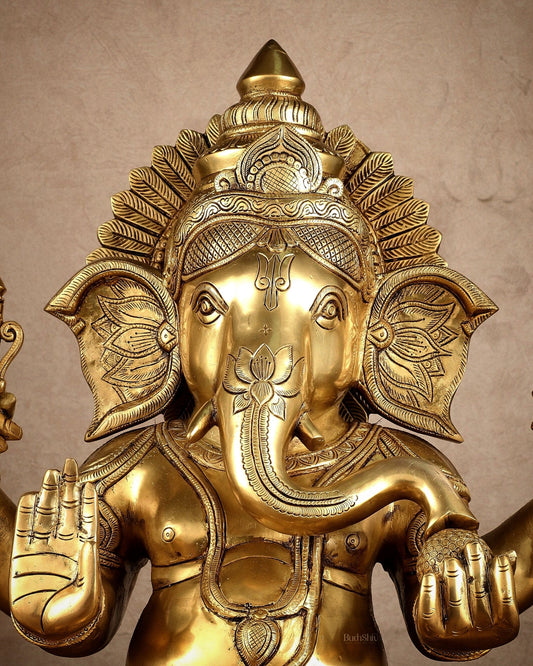 Brass Large Ganesha Statue | 20x16.5x11 Inches | 31.25 KG