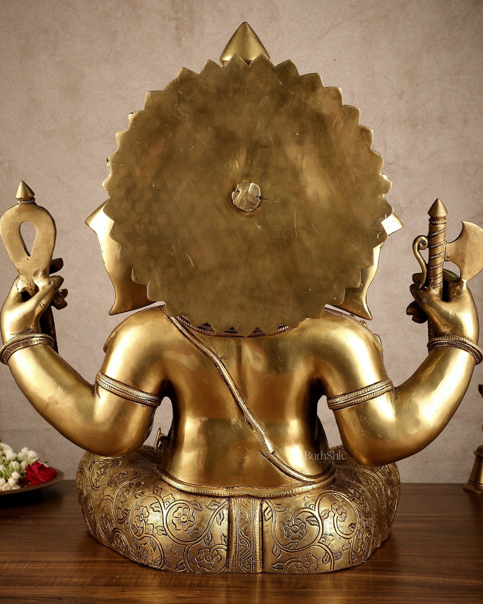 Brass Large Ganesha Statue | 20x16.5x11 Inches | 31.25 KG
