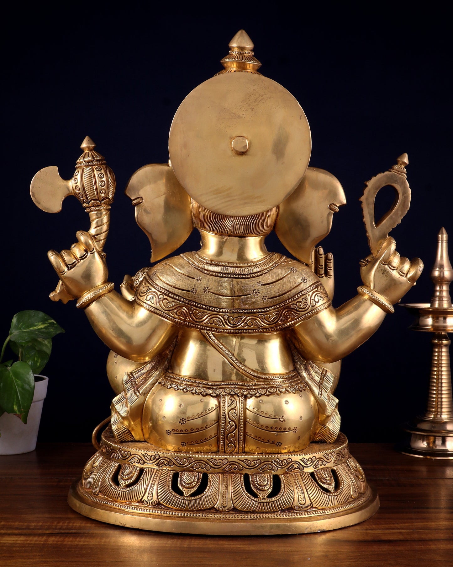 Pure Brass Superfine Lord Ganesha Statue – Large Size 18"