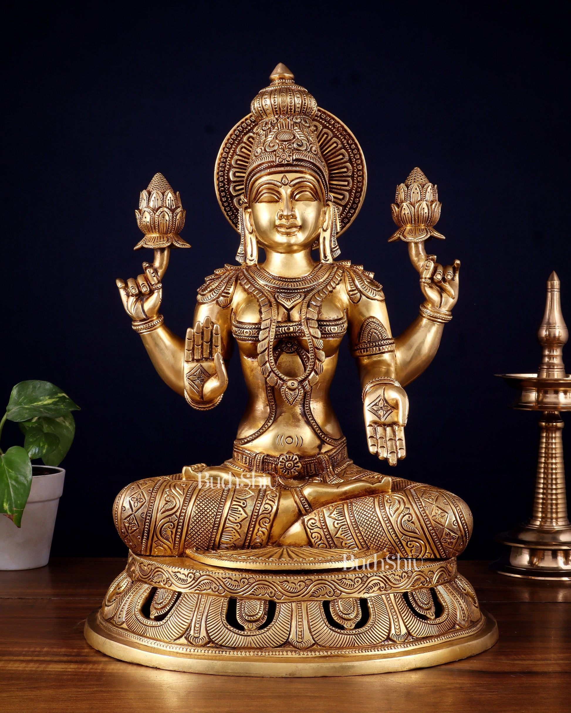 Pure Brass Superfine Lakshmi Statue – 17.5"