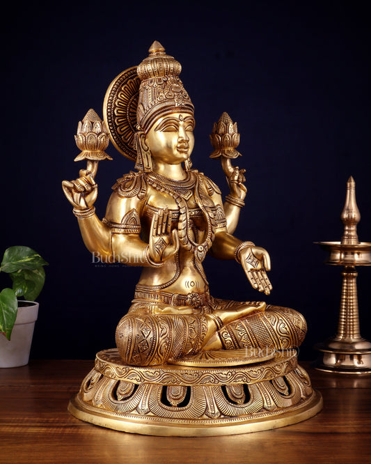 Pure Brass Superfine Lakshmi Statue – 17.5"